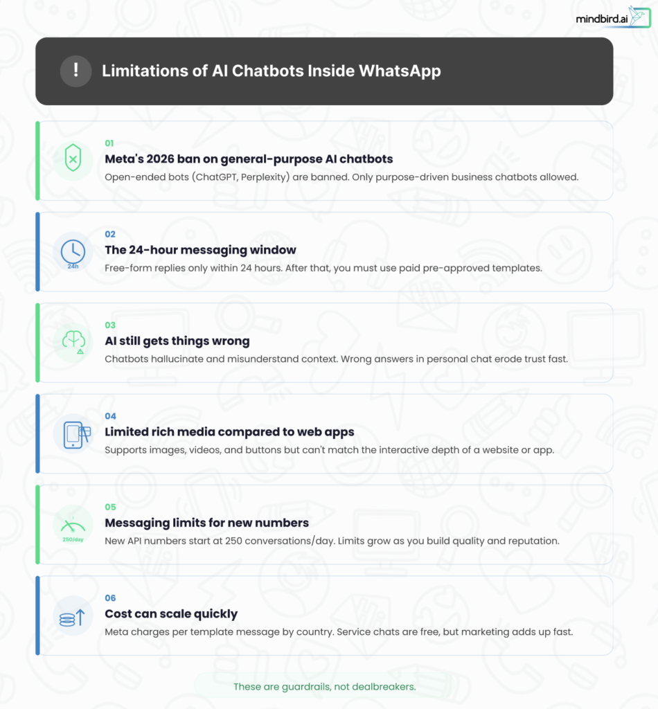 whatsapp chatbot automation limitations
