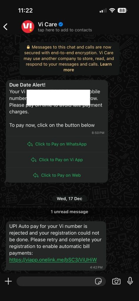 vi care whatsapp chatbot